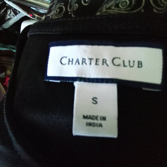 Charter Club Embroidered Flowers Mesh Overlay Black Blouse Top sz S - Picture 7 of 8